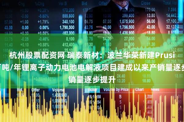 杭州股票配资网 瑞泰新材：波兰华荣新建Prusice4万吨/年锂离子动力电池电解液项目建成以来产销量逐步提升